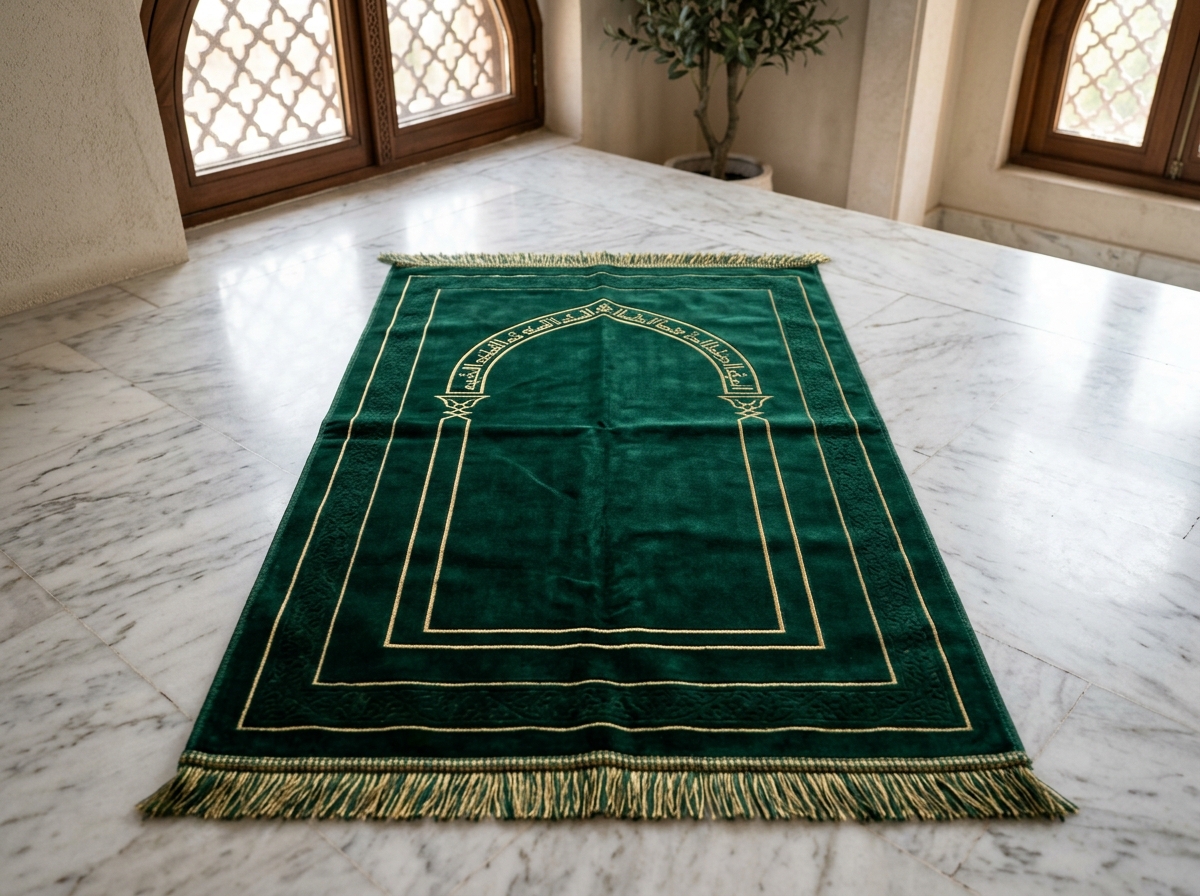 The Rawdah Orthopedic prayer mat in Royal Emerald